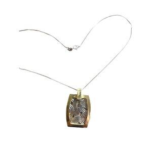 Vintage Napier Sterling Chain With Gold Silver Tone Pendant 18” Napier